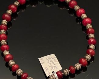 Shelly Pedretti Turkish Silver with faceted Cherry Quartz beaded Necklace