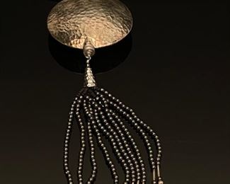 Shelly Pedretti Pure Silver Pendant, Oxidized plated beads, with Hematite tassel Necklace