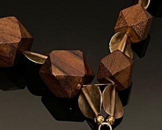 2 Strand Saki Bronze Wood and Bronze Beaded Necklace