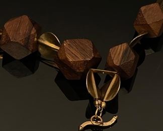 2 Strand Saki Bronze Wood and Bronze Beaded Necklace