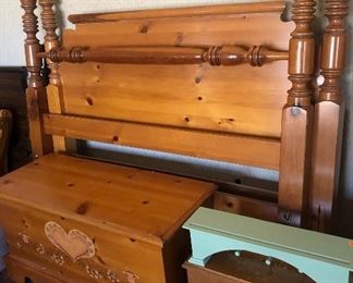 Pine bed and cedar chest 