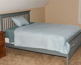 Blue Painted Rustic Bed