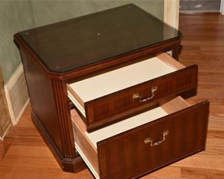 Two Drawer Wooden Nightstand With Glass Top By KIMBALL HOSPITALITY FURNITURE INC
