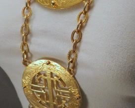 Unbelievably large Alexis Kirk chinoiserie necklace from the 1970's