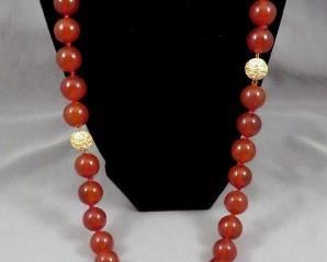 Stunning carnelian bead necklace with fancy clasps - can be separated at each closure