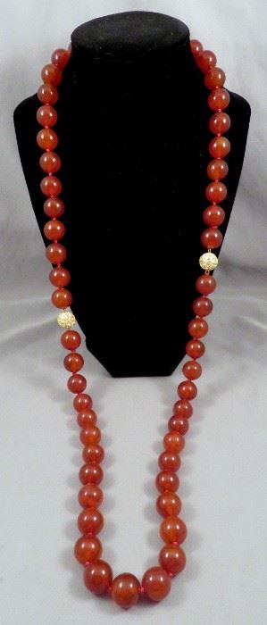 Stunning carnelian bead necklace with fancy clasps - can be separated at each closure