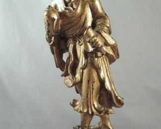 Carved and gilt wood figure - possibly Ba Xian