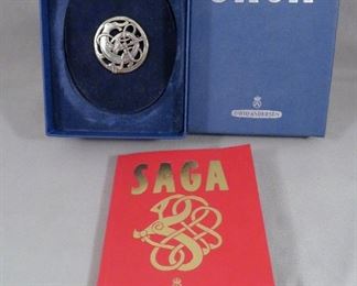 Rare David Andersen sterling silver Norse style brooch with original box and catalogue