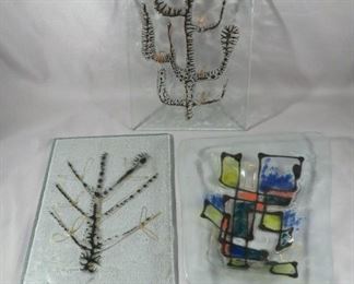 Set of (3) signed Michael and Francis Higgins art glass pieces