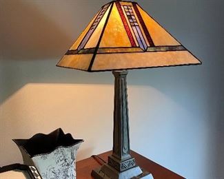Mission style stain glass lamp