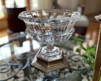 Large Decorative glass bowl on brass stand