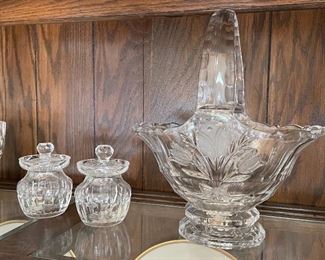 Crystal bowl; Waterford sugar jar