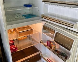 Inside view of over under refrigerator freezer
