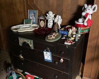 Two over for antique dresser and knickknacks