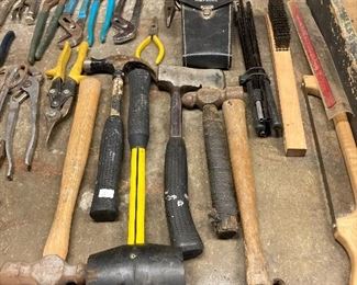 Pliers, ball peen hammer and hatchets
