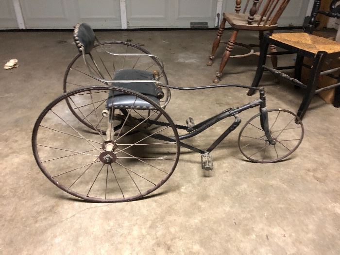 American Victorian Iron Tricycle with Carriage Seat. Good condition to very good.