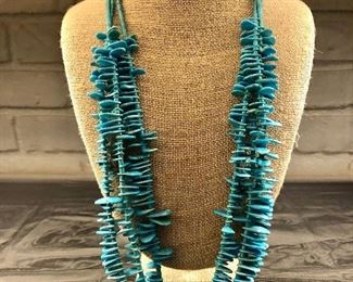 Vintage Turquoise Triple Strand Necklace