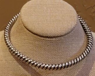 925 Sterling Twisted Silver Collar Necklace