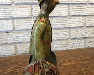 G.I. Joe & the K-9 Pups Tin Litho Windup Toy By Unique Art Manufacturing Co, USA
Circa 1940’s
Tested and working!