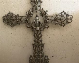 Large Wrought Iron French Architectural Cross. Heavy piece used in field, vineyard, church yard, cemetery, etc.
Measures 44 x 24