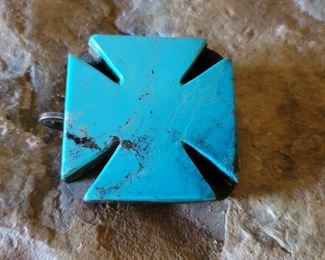 Tuquoise and Silver Belt buckle by Gale Self