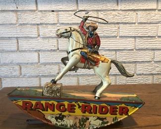Marx Tin Litho Range Rider Wind Up Toy, Works