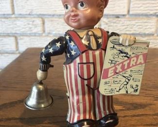 OCCUPIED JAPAN Tin Litho Wind Up "NEWS-BOY"