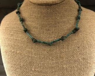 Vintage turquoise necklace with sterling clasp.