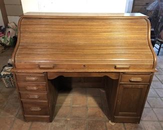 Vintage Oak Roll Top Desk