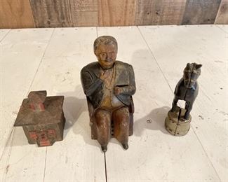 (3) Antique Iron Banks, including Tammany