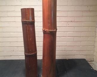 (2) Large Flame Cured Bamboo Poles