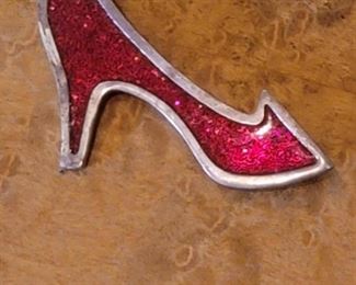 Mexico Sterling Scarlet Slipper Brooch