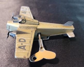 Sparking War Plane German Wind Up Tin Toy