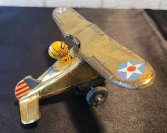 Marx Looping Plane Wind Up Tin Toy, Works!