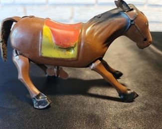 OCCUPIED JAPAN Wind Up Tin Toy Donkey