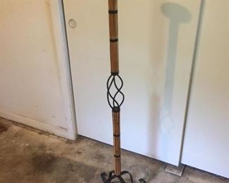 Iron and Bamboo Decorative Pillar Candle Stand