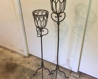 Vintage Pair Decorative Iron Stands