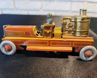 Meier German Tin Fire Pumper Penny Toy
