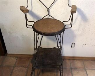 Antique Twisted Iron Shoeshine Chair