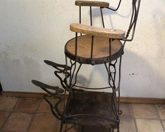Antique Twisted Iron Shoeshine Chair