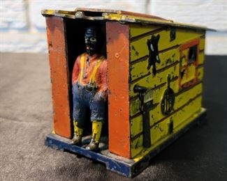 Antique Black Americana Cabin Mechanical Bank