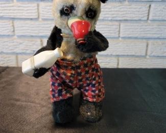 Wind Up Bear pours glass of milk & drinks