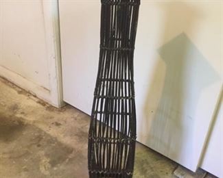 Wicker Floor Standing Pillar Candle Holder