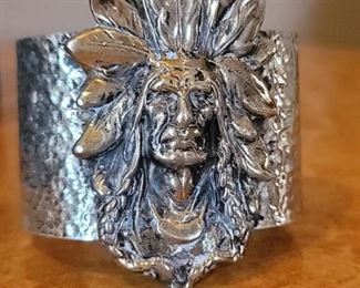 Sterling Indian Head cuff bracelet