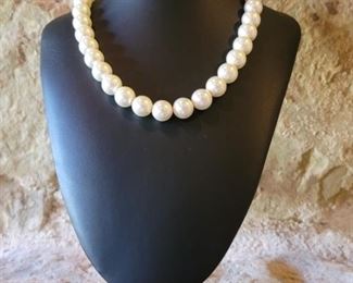 Emily Ray faux pearls w sterling chain & catch