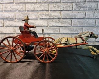 Antique Wilkins Cast Iron Fire Chief Wagon