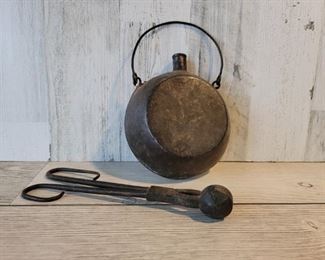 Military Canteen and Tongs (for making ammo?) Most likely Civil War Era