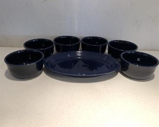 Midnight Blue Fiesta Ware, 6 Bowls & a Platter