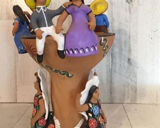 Folk Art Figural Pottery Flower Pot de Mexico