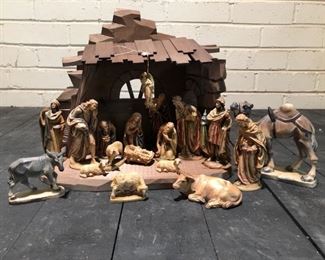 Large, Nicely Carved Wooden Nativity Set, Italy